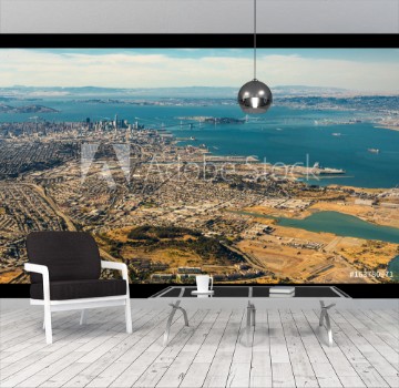Bild på Aerial view of San Francisco wide area with bay and bridges